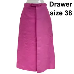 ◇ ドゥロワー Drawer ウールシルクサテン ツイルタックスカート ミモレ丈 サテン地 ピンク 38 M 9号 レディース S6C299のサムネイル