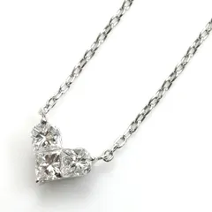 STAR JEWELRY スタージュエリー Pt850プラチナ ミステリアスハート ネックレス ダイヤモンド0.28ct 2.5g 42cm レディース 中古 美品