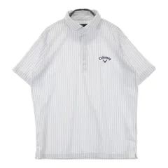 サイズ：L CALLAWAY キャロウェイ  半袖ポロシャツ ストライプ柄 グレー系 [240101639812] ゴルフウェア メンズ ストスト