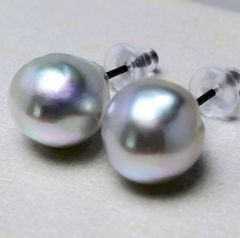 本真珠ピアス パール 超希少 桜色ブルーピンク 極上オーロラ照り 8.9 