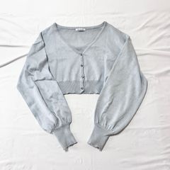 オリーブデオリーブ　OLIVEdesOLIVE　長袖カーディガン　薄手　ショート丈カーディガン　ニットカーディガン　水色　ライトブルー　フリーサイズ　春服　送料無料✨