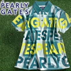 PEARLY GATES パーリーゲイツ ゴルフ 日本製 ハニカム ソフト仕上げ グラデーションチェック×BIGロゴ柄 総柄 ストレッチ 半袖 ポロシャツ ゴルフウェア レディース 055-2260808 定価2.3万 グリーン ▲026▼50611w14
