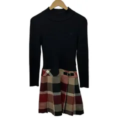 BLUE LABEL CRESTBRIDGE(ブルーレーベルクレストブリッジ) ワンピース サイズ36 S レディース - 黒×ベージュ×レッド