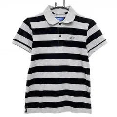 アディダス 半袖ポロシャツ グレー×黒 ボーダー  レディース S ゴルフウェア adidas