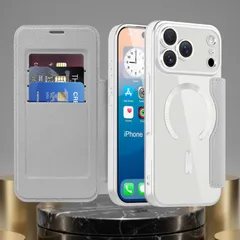 iPhone 17 Pro Max ケース グレーシルバー 手帳型 MagSafe対応 カード収納 レザー調 【全8色展開】