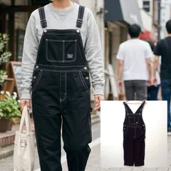 希少な4L！【Private Pause】 プライベートポーズ サロペット オーバーオール ワークパンツ オールインワン つなぎ 綿100% コットン 配色ステッチ ブラック 黒 レディース サイズ 3XL /M43576jQ