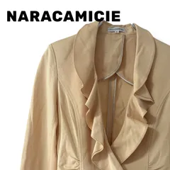 NARACAMICIE ナラカミーチェ ラッフルフリル ジャケット II L 11号 ベージュ カットソー ストレッチ カーディガン 洗える 華やか 事務 フォーマル 入学式 0001222OCのサムネイル