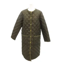 トラディショナルウェザーウェア Traditional Weatherwear ARKLEY キルティングコート ロング丈 スナップボタン 中綿 36 カーキ /YJ ■ECD002