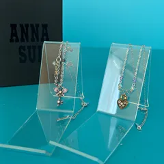 c35 アナスイ ANNA SUI ネックレス バタフライ キー ハート モチーフ 2連　2個セット　南京錠　ビーズ　シルバー