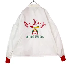 ヴィンテージvintageナイロンジャケットレーシングジャケットスタンドカラー白ホワイト赤レッド刺繍ワッペンラインデザインゆるダボオーバサイズy2kレトログランパコアアメカジストリートTALONタロンジップ60202