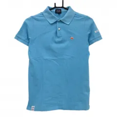 パーリーゲイツ 半袖ポロシャツ ライトブルー コットン100％ ロゴオレンジ レディース 1(M) ゴルフウェア PEARLY GATES