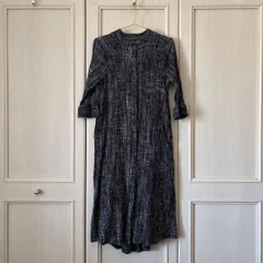 【東あずま店　併売品】　Ga-on ｶﾞｰｵﾝ　マライカ　MALAIKA　総柄 ナチュラル ワンピース　チャコールグレー　natural　お呼ばれ　デート　オフィスカジュアル　食事会　long　ロング