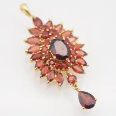 R537 ガーネット SILVER刻印 ペンダント トップ ゴールドカラー デザイン シルバー チャーム ヘッド 1月誕生石