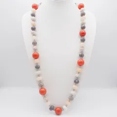 R808 天然石 ネックレス 大ぶり マルチカラー デザイン