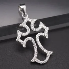 R670 ダイヤモンド風 S925刻印 ペンダント トップ クロス ラインストーン デザイン シルバー チャーム ヘッド