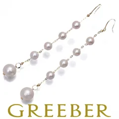 パール 真珠 4.7-7.8mm 揺れる フック ピアス K18YG #181954 大幅値下げ品