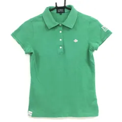 パーリーゲイツ 半袖ポロシャツ グリーン コットン100％ ロゴピンク  レディース 2(L) ゴルフウェア PEARLY GATES