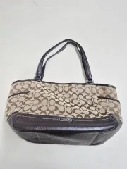 (送料無料※メルカリshop取引では対象外)COACH シグネチャー ショルダーバッグ トートバッグ ブラウン