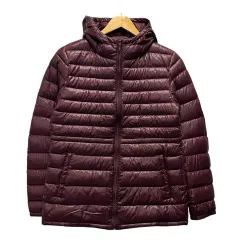 ユニクロ UNIQLO ULTRA LIGHT DOWN フード 長袖 無地 217-072646 M ボルドー
