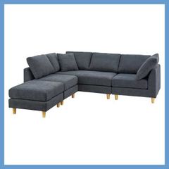 マルチスタイル（１人掛け・２人掛け・コーナー・オットマン）ソファセット（Ｓバネ・ウィービングベルト／クッション２個付き・ロータイプ使用可能）No.123／グレー