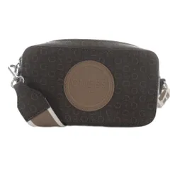 ゲス GUESS ショルダーバッグ PVC 型押しロゴ 総柄 茶