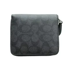 コーチ COACH CBH73 ジップ アラウンド コイン ウォレット シグネチャー キャンバス 二つ折り財布 ラウンドファスナー レザー PVC 黒 ブラック ■GY11 /MQ