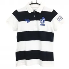 パーリーゲイツ 半袖ポロシャツ 白×ネイビー ボーダー レディース 1(M) ゴルフウェア PEARLY GATES