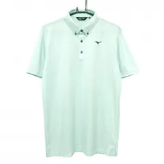 【超美品】ミズノゴルフ 半袖ポロシャツ ペールブルー 細目ブロックチェック地模様 メンズ 2XL ゴルフウェア 大きいサイズ MIZUNO