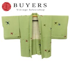 【中古】 羽織 正絹 カーキ マルチカラー 羽織紐つき モダン お洒落 和装 呉服 和服 きもの レディース 女性