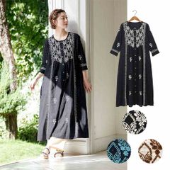 美品ヌキテパ ne Quittez pas刺繍ロングワンピース ブラックインド製