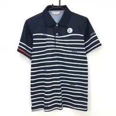 アンパスィ 半袖ポロシャツ ネイビー×白 ボーダー  メンズ L ゴルフウェア and per se
