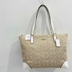 COACH コーチ F29958 シグネチャー トートバッグ ショルダーバッグ ホワイト ベージュ レディース 鞄 _208067
