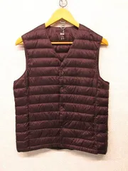 ma0037:UNIQLO（ユニクロ）2017年 ウルトラライトダウンコンパクトベスト V ネック/311-400500/赤茶/MEN'S S