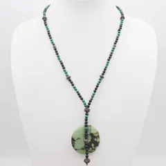 R481 ターコイズ トルコ石 ネックレス マラカイト 孔雀石 オニキス シルバーカラー デザイン ヴィンテージ 12月誕生石