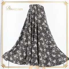 社交ダンス 衣装 スタンダード スカート レッスンウェア ICHIOKU イチオク 黒 花柄 ホワイト系 ブラック系 白 練習着 バイカラー 花柄デザイン エレガント スポーティー ダンスレッスン フェミニン 柔らかい 生地 ストレッチ 柔軟性