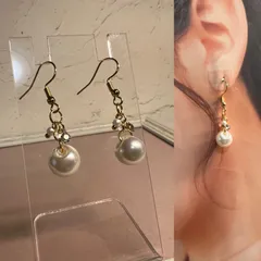 ハンドメイドピアス パールのおでかけピアス 金アレ対応