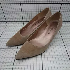 ◇ Θ 銀座かねまつ GINZA Kanematsu スエード ポインテッドトゥ パンプス ベージュ系 23.5cm レディース E  【1602130007837】