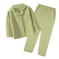 120 110 100 90 130 通気性 柔らか 折り襟 無地 ボタン 140 部屋着 カジュアル 幼児 ルームウェア キッズ 女の子 150 男の子 寝間着 秋冬 ベビー 上下セット 160 長ズボン 長袖 パジャマ 子供 [AIEOE]