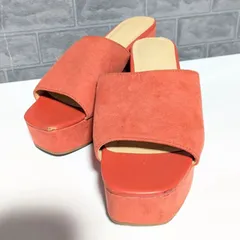 ほどよいボリューム感厚底オレンジ色ウェッジソールサンダル Mサイズ  K0007