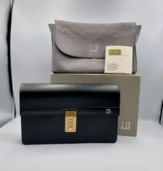⑤ 美品 Dunhill ダンヒル 牛革 レザー ダイヤルロック式 セカンドバッグ クラッチバッグ ブラック 本体 保存袋 箱付き ⭐︎31