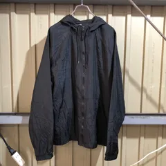 2249 RUSSELL ナイロンジャケット ブラック L ラッセル フルジップ ジップアップパーカー ワンポイント プリントロゴ 古着卸 アメリカ仕入