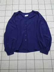 ◇ Θ グリーンレーベルリラクシング 3611-106-1523 バンドカラーブラウス レディース L パープル系 E  【1602240009936】