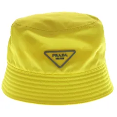 PRADA (プラダ) RE-NYLON リナイロン ラバー トライアングルロゴ バケットハット 帽子 イエロー 2HC137