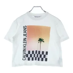 Calvin Klein Jeans (カルバンクラインジーンズ) パームツリー フロント プリント 半袖カットソー Tシャツ ホワイト