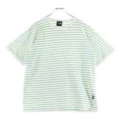 THE NORTH FACE (ザノースフェイス) ボーダー クルーネック コットン 半袖Tシャツ ホワイト/グリーン NT-5033X