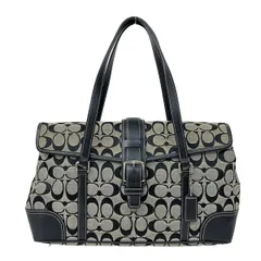 COACH(コーチ) ハンドバッグ美品  シグネチャー柄 6848 黒×白 レザー