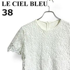 LE CIEL BLEU ルシェルブルー 総レース トップス ホワイト 白 フラワーレース カットソー スカラップ 半袖 クルーネック 後ろジップ コットン100% フェミニン レディース 春 夏【38】2602121APのサムネイル