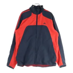 adidas (アディダス) ロゴ刺繍 ジップアップナイロンジャケット レッド/ブラック