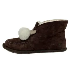UGG(アグ) ショートブーツ 25 レディース カレン 1017541 ダークブラウン×グレーベージュ×白 リボン ムートン