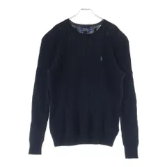 POLO RALPH LAUREN (ポロラルフローレン) スモールポニー ロゴ刺繍 コットン ケーブルニット セーター ブラック